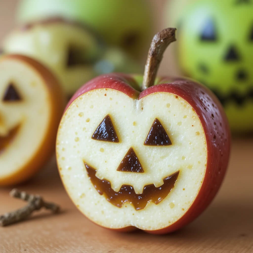 Apples with Fun Halloween Faces
