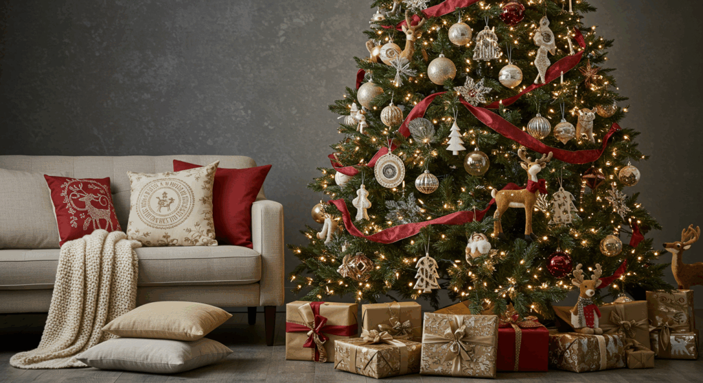 Classic Christmas Tree with Personalized Ornaments