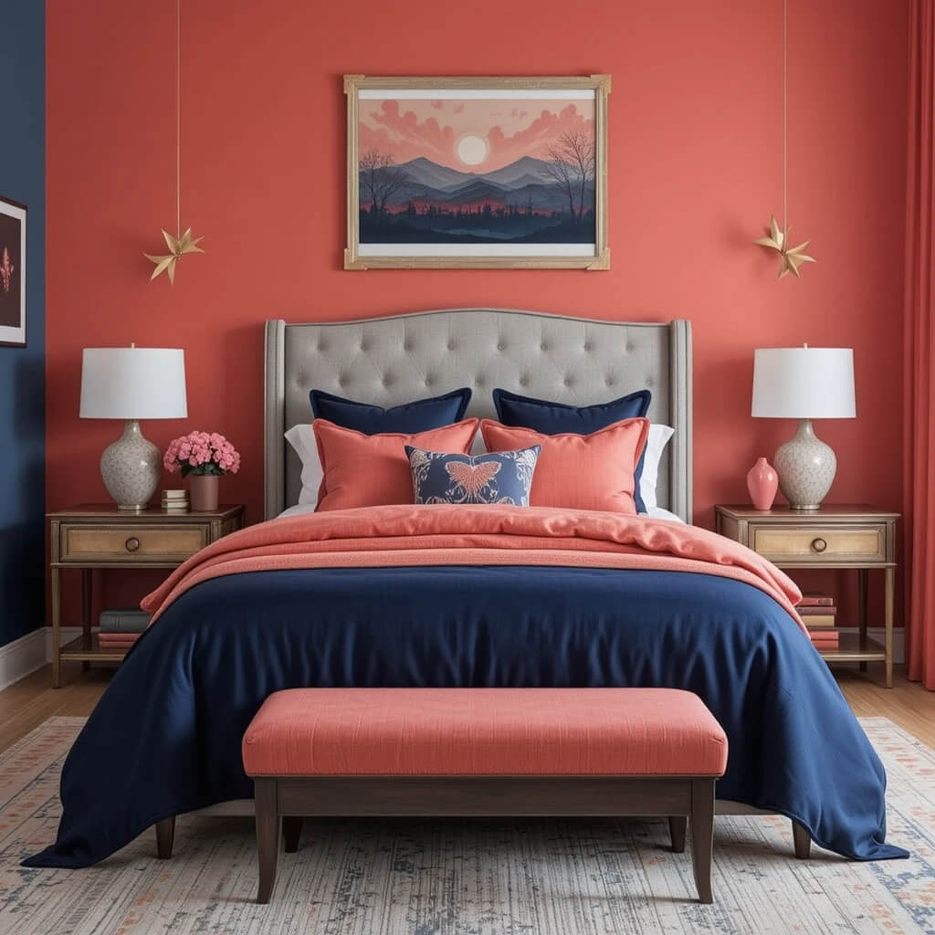 Coral and Navy