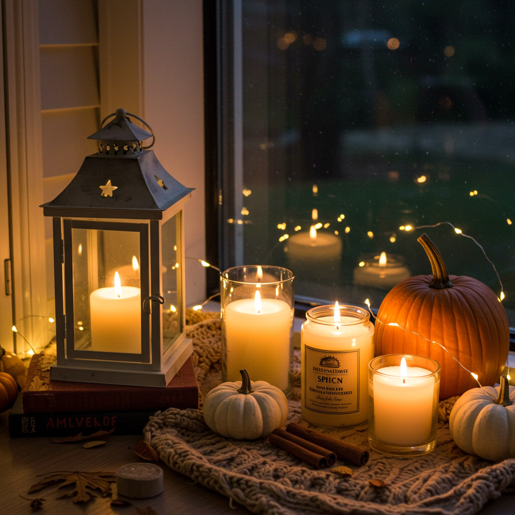 Cozy Lighting with Lanterns and Candles