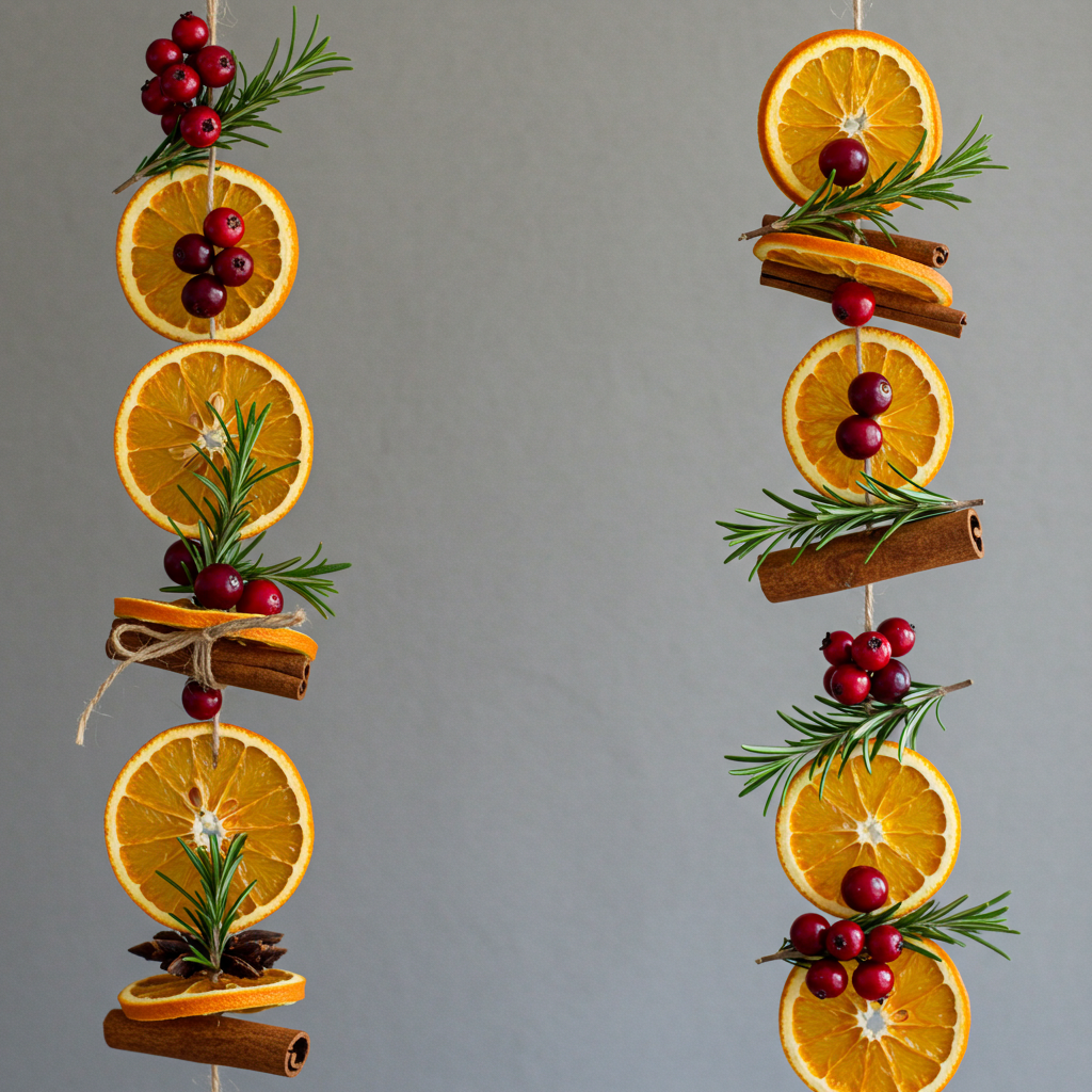 DIY Natural Decorations
Craft homemade ornaments from dried orange slices, cinnamon sticks, and herbs. Slice thin oranges, dry them in the oven, then string them as garlands. Add clusters of cranberries and sprigs of rosemary for pop and scent. This adds a personal and fragrant touch.