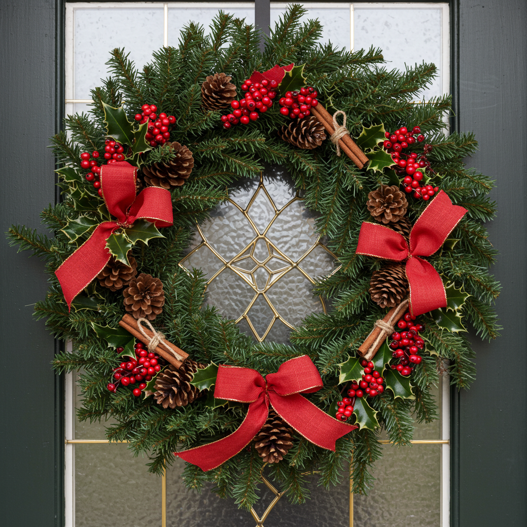 Festive Wreaths on Doors and Windows