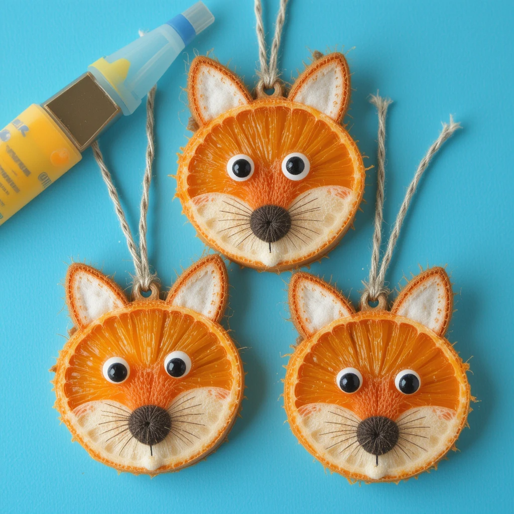Handmade Dried Orange Slice Fox Ornaments