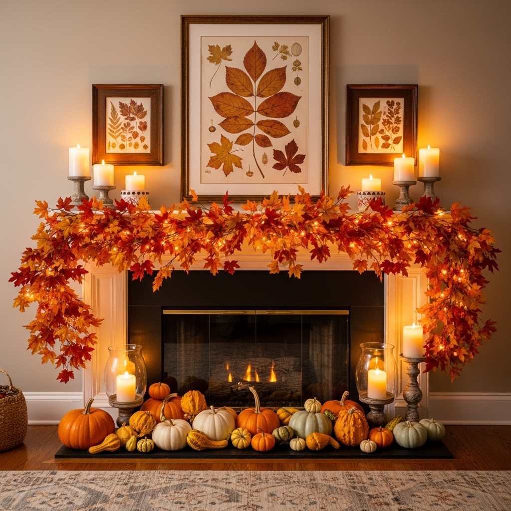 Mantel with Fall Decor