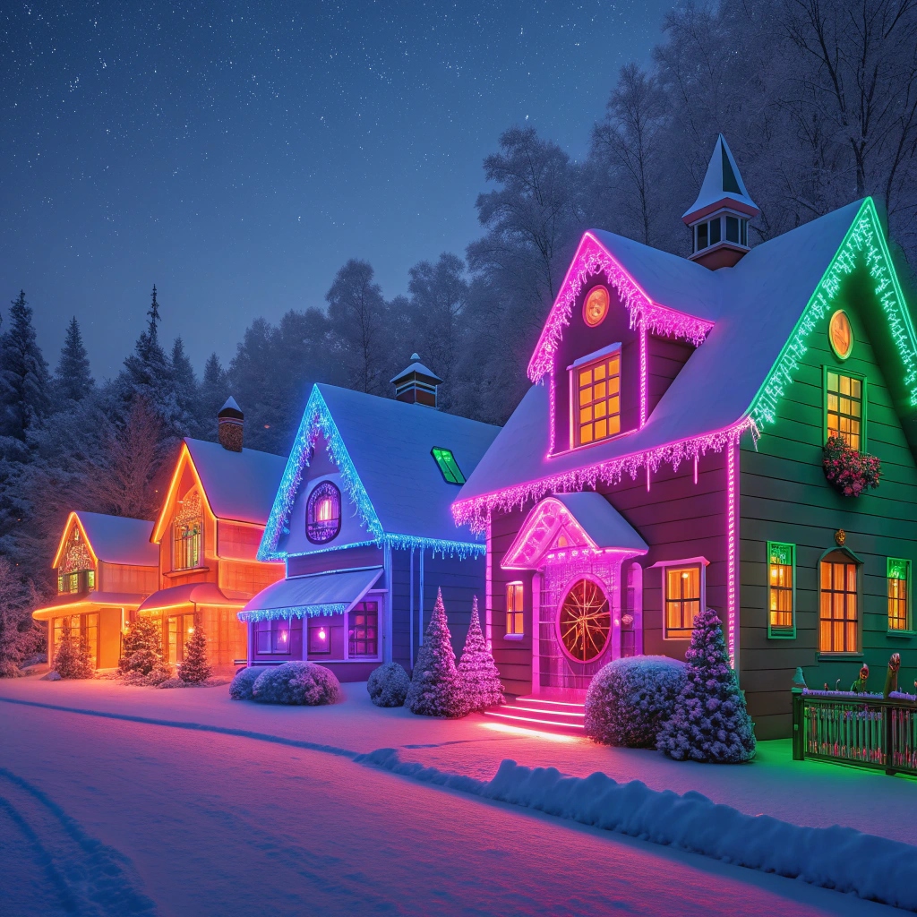 Neon Christmas Village