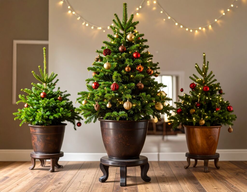 Unique Planters as Tree Stands