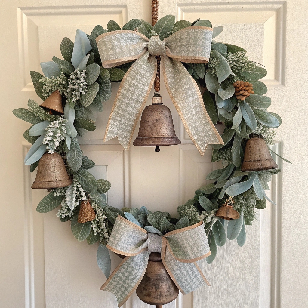 Vintage Bell and Bow Wreath