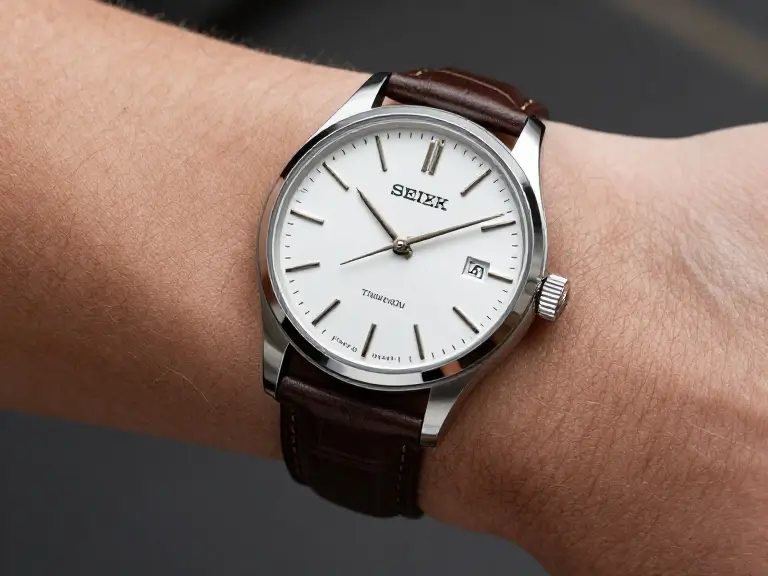 Classic Watch with Leather Strap
