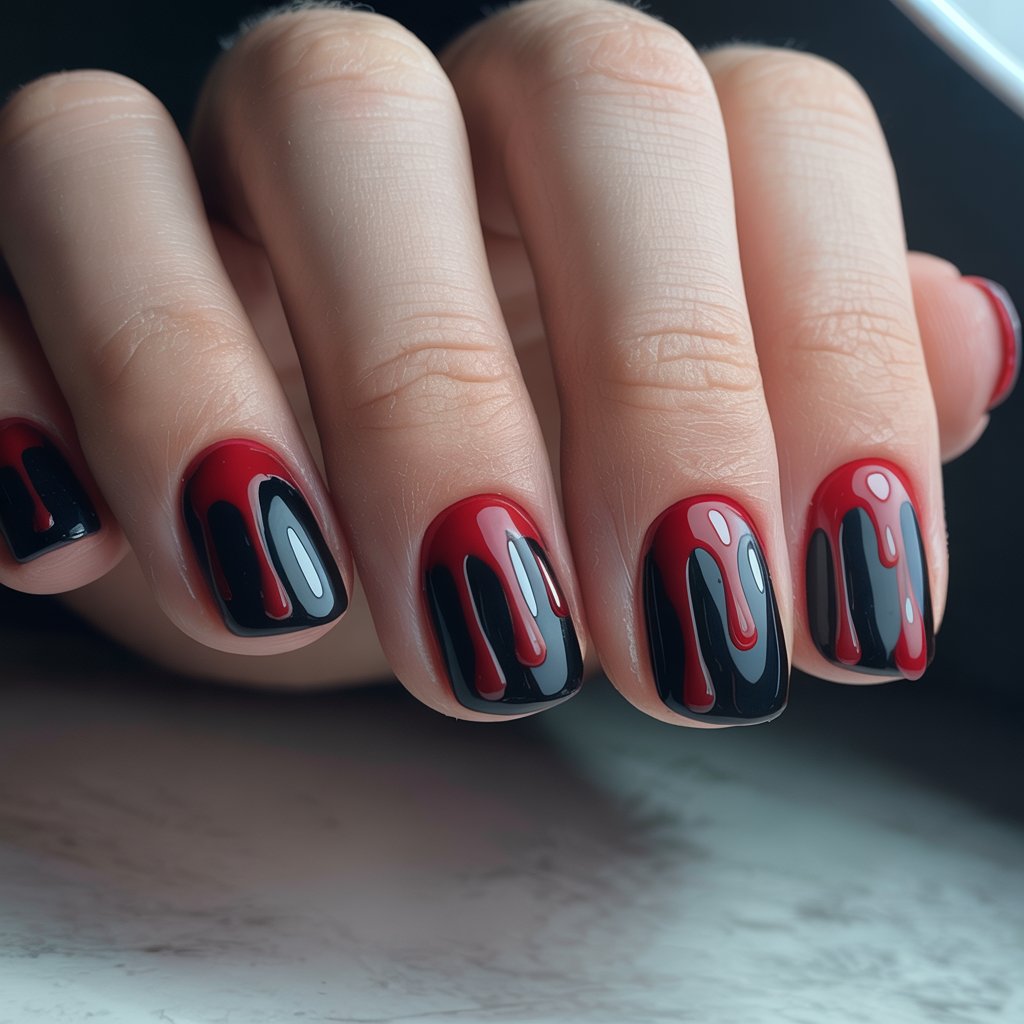 Bloody French Tips and Red Chrome