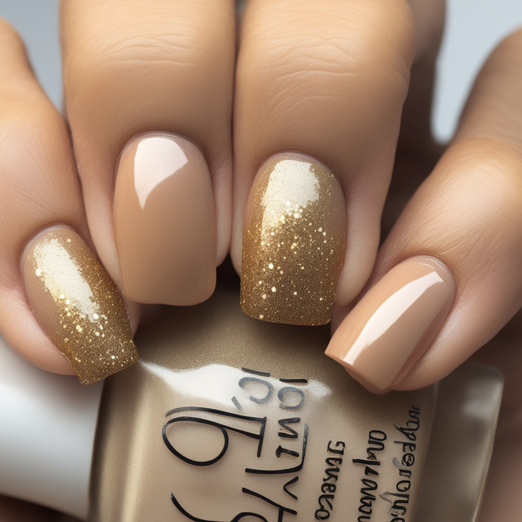 Caramel Ombre with Gold Glitter Fade