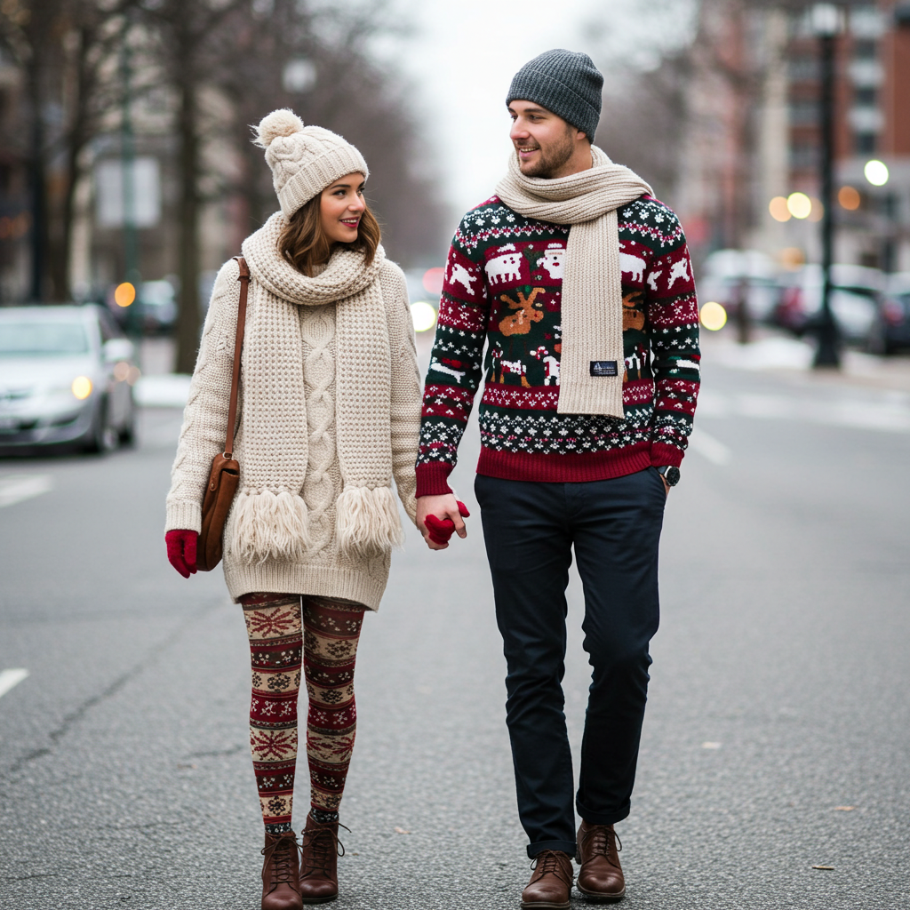 Cozy Knit Sweater Dresses and Chunky Scarves