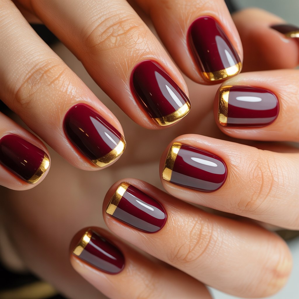 Deep Burgundy with Gold Foil Tips
