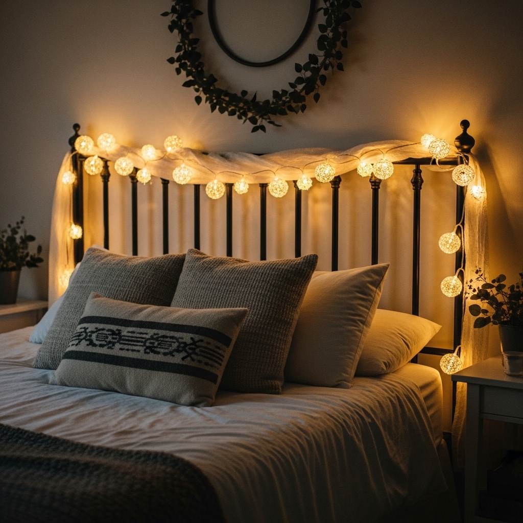Fairy Light Headboard