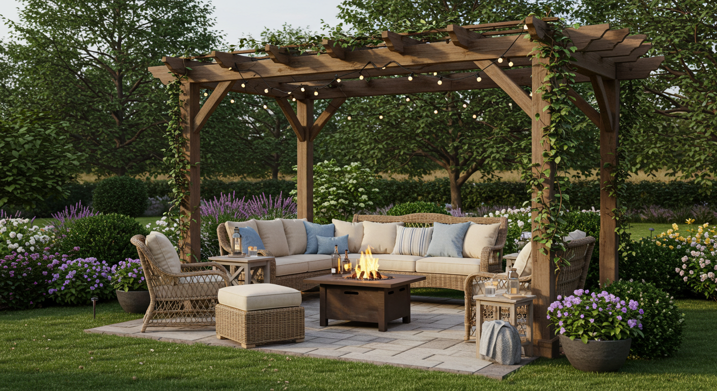 Farmhouse Backyard Seating Area Ideas