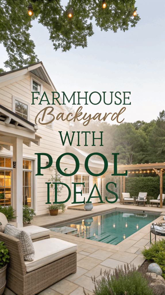 Farmhouse Backyard with Pool Ideas