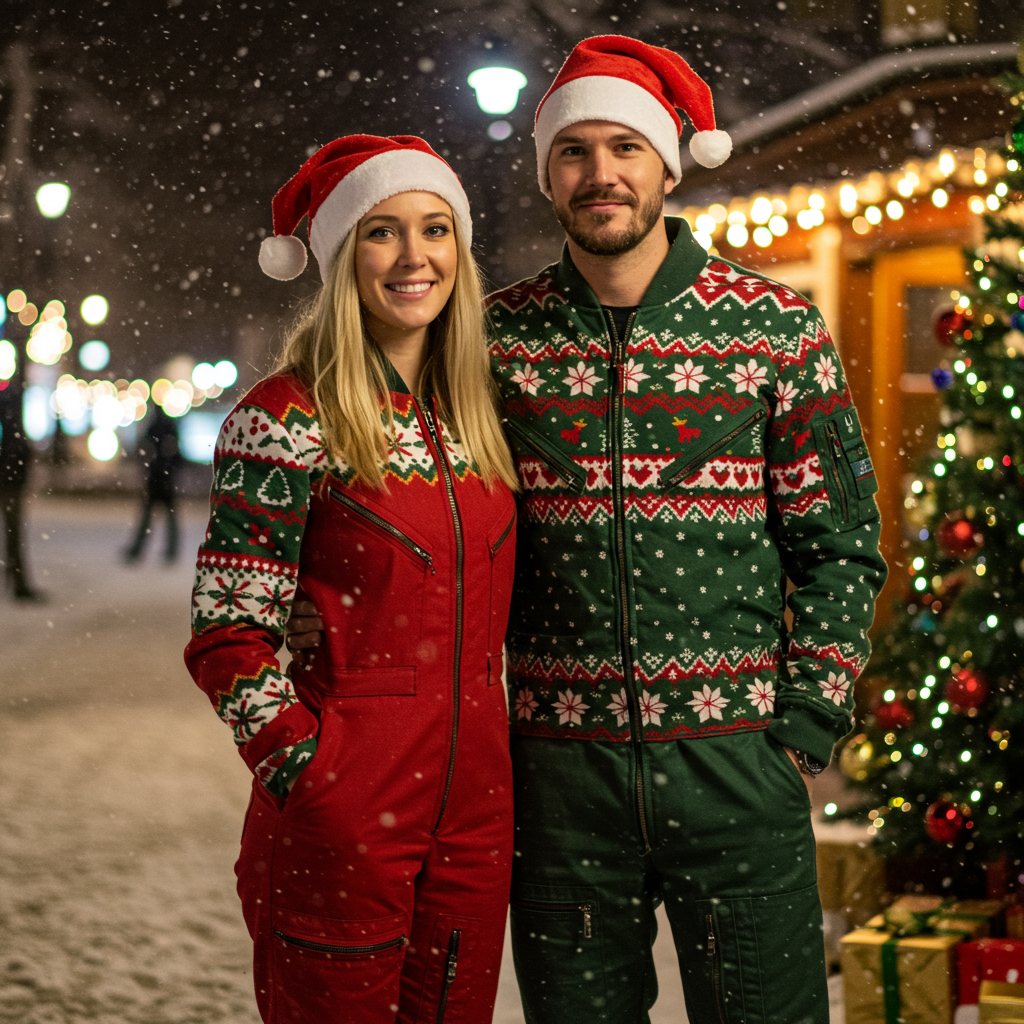 Festive Flight Suits and Holiday Prints