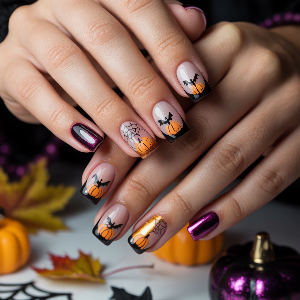 Halloween French Tips