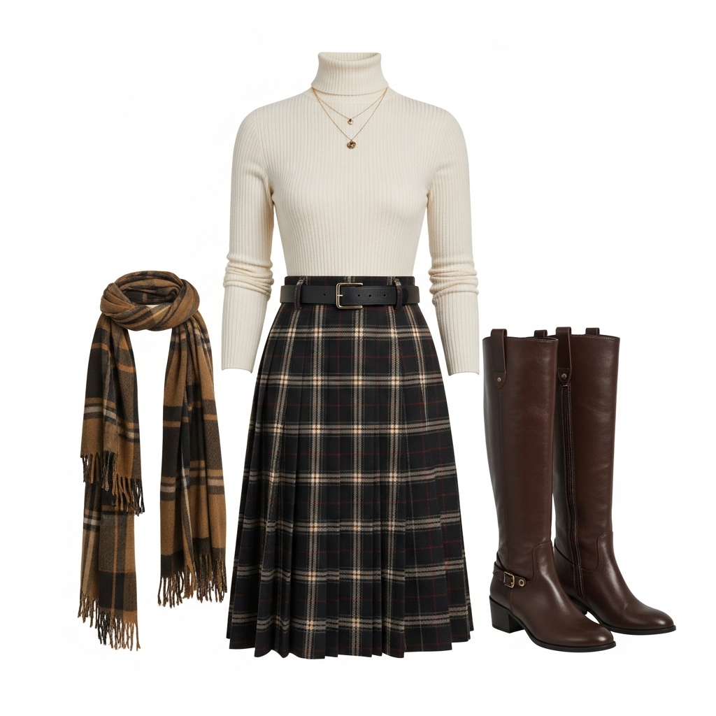 Plaid Skirt and Turtleneck