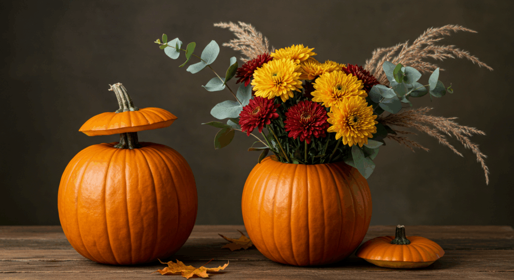 Pumpkin Vases with Seasonal Florals