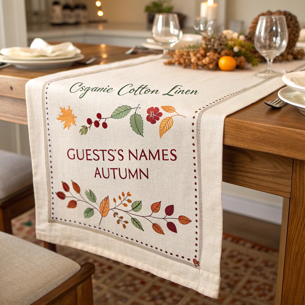 Reusable Fabric Table Runners and Embroidered Names