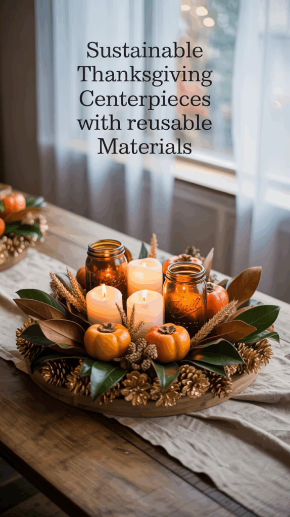 Thanksgiving table centerpiece with sustainable elements