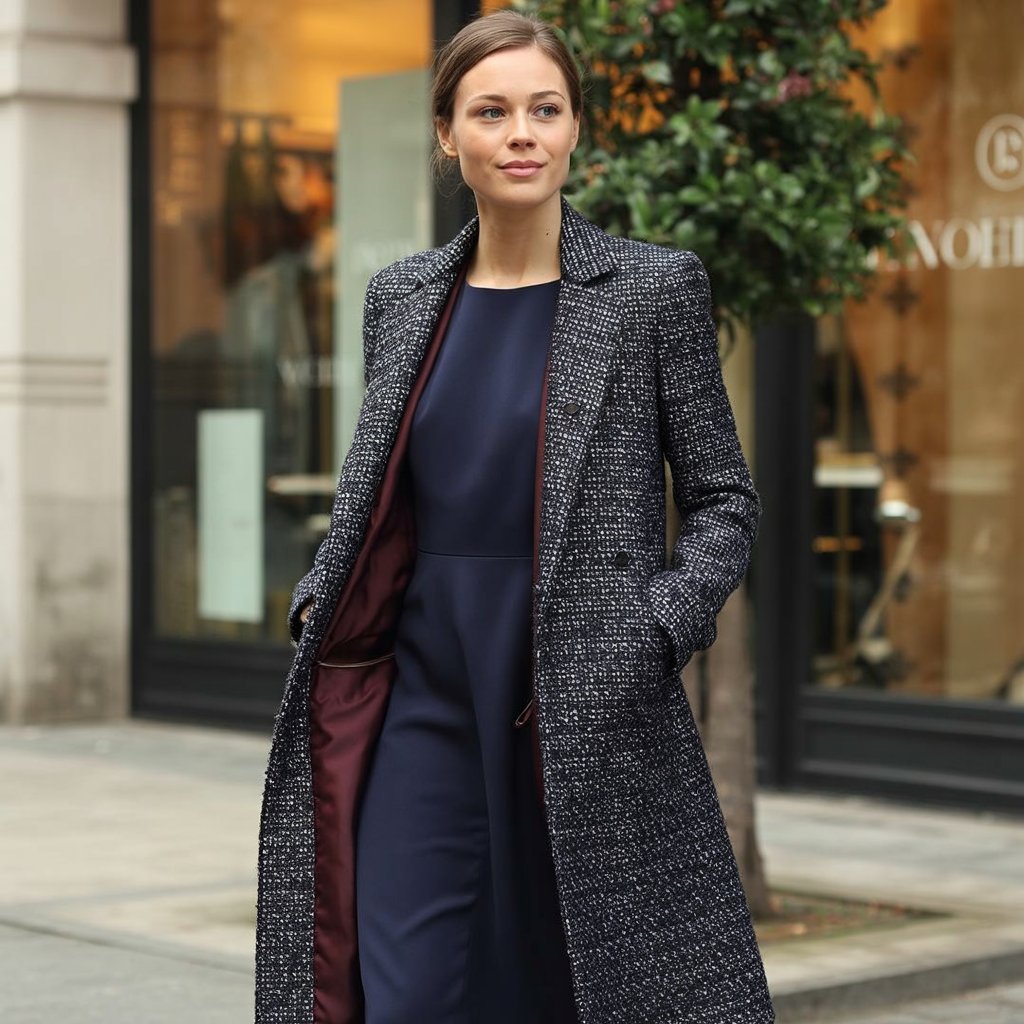 Textured Coat over Classic Dress