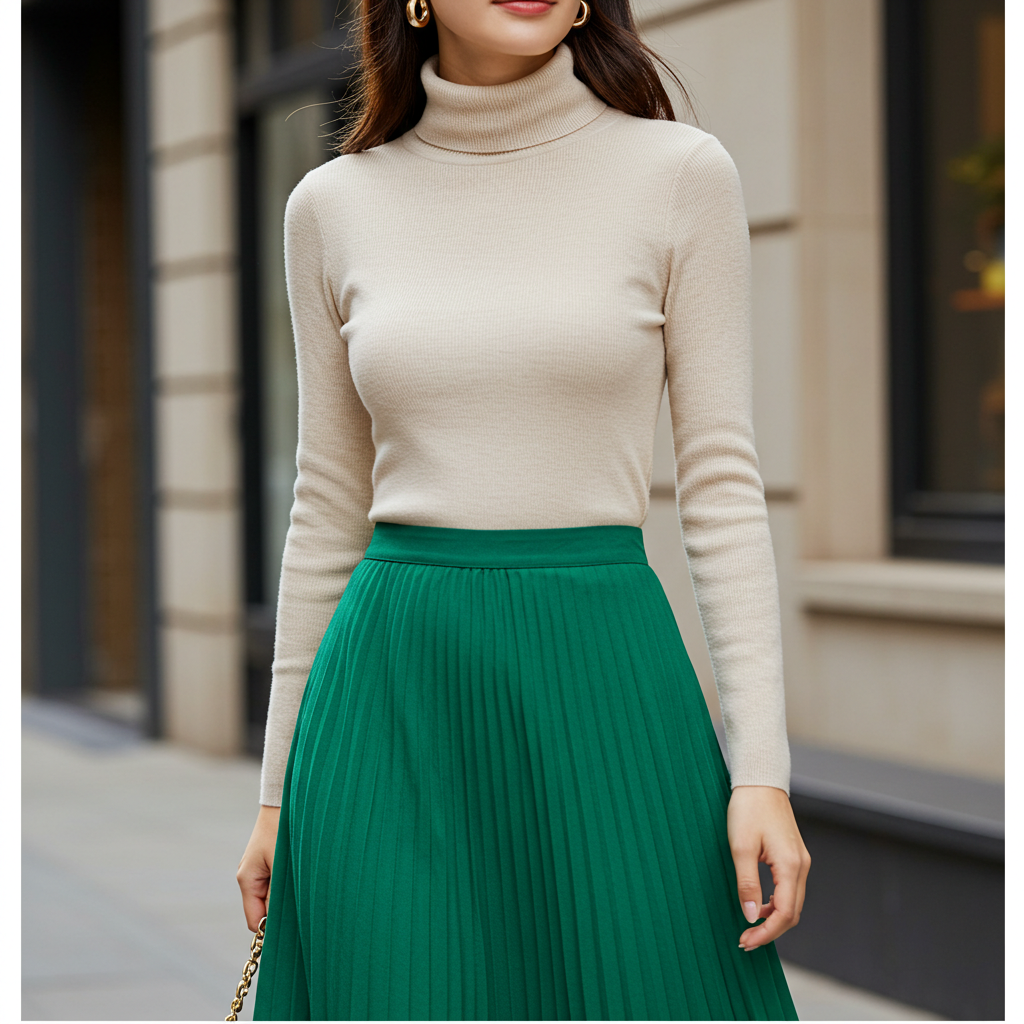 Turtleneck and Skirt Combo