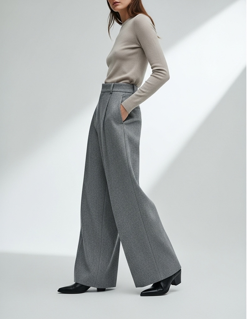 Wool Wide-Leg Pants and Fitted Top