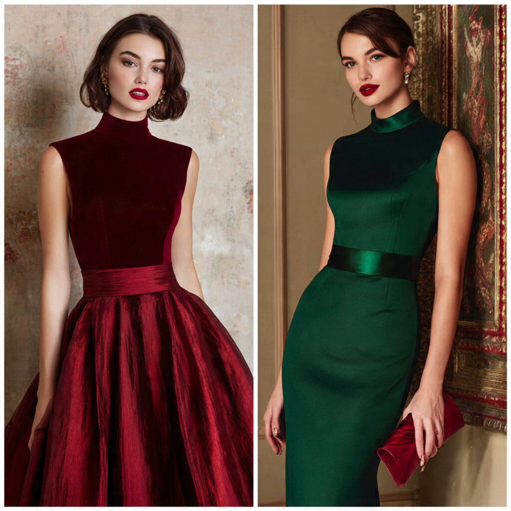 5. Classic Red & Green Dresses