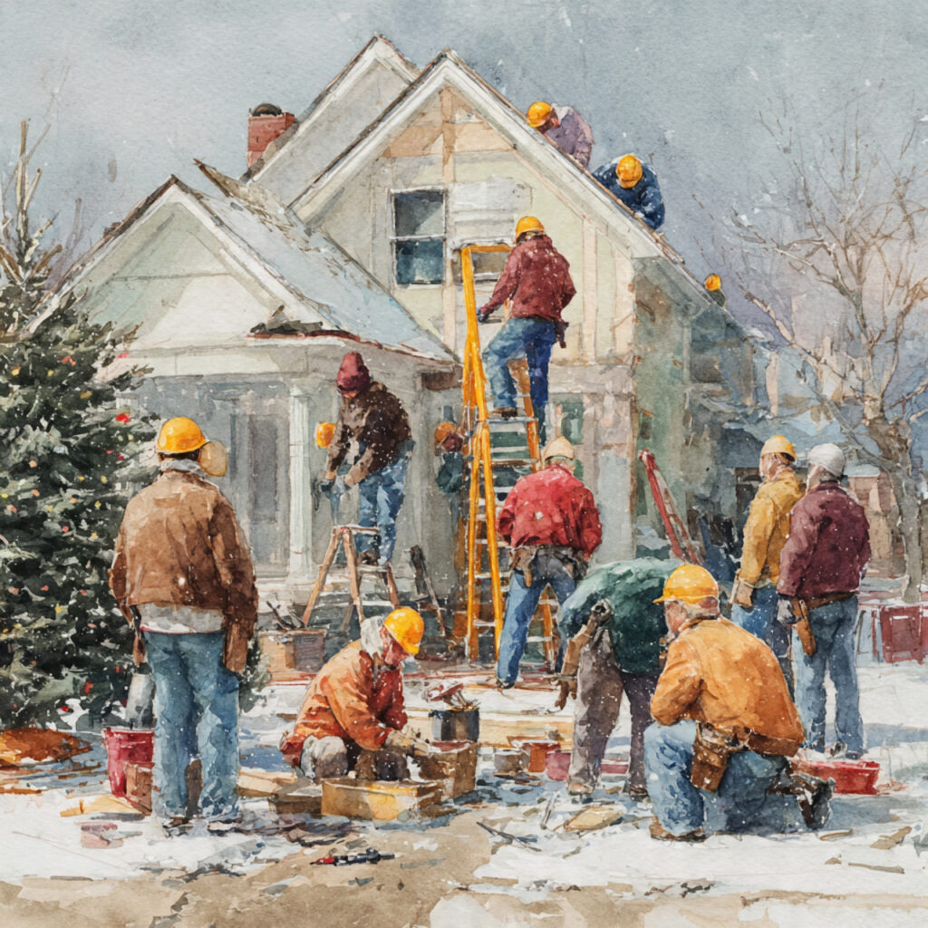 Construction Site on Christmas Night