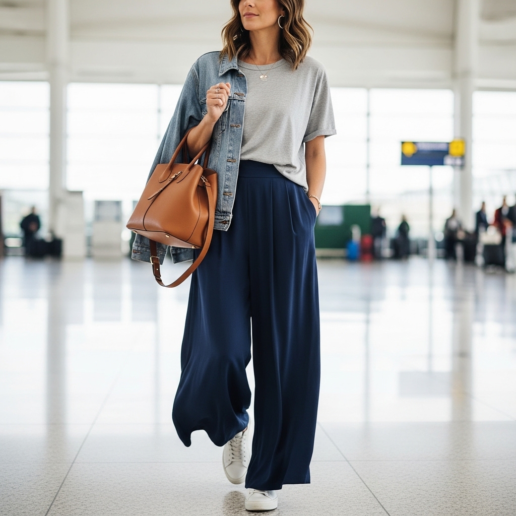 Cotton Tee + Soft Wide-Leg Pants