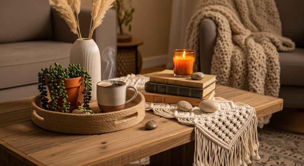 Cozy Boho Coffee Table Decor Ideas for a Warm Home