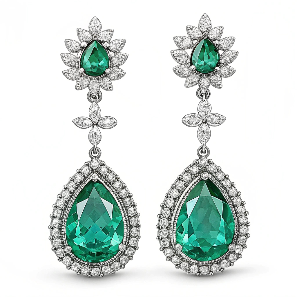 Emerald green studs or danglers that catch the light
