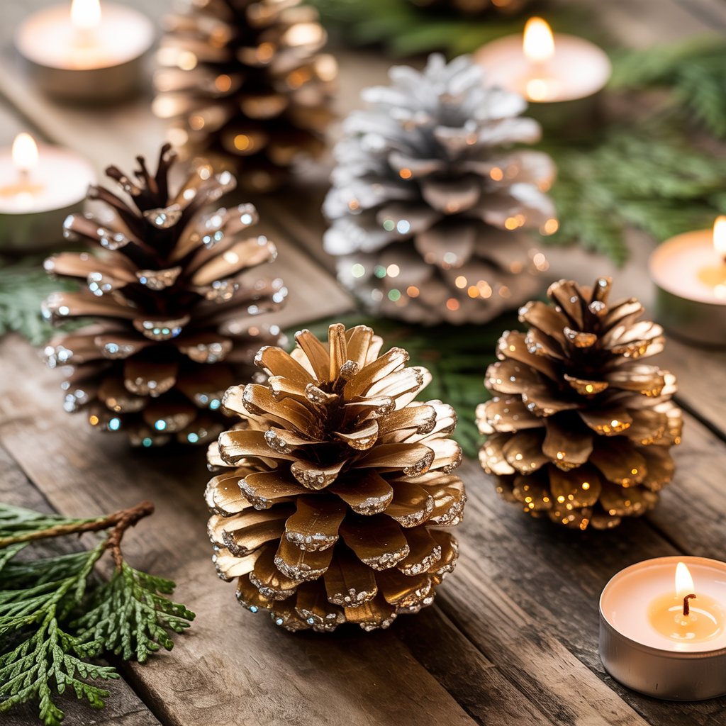 Glittered Pinecones