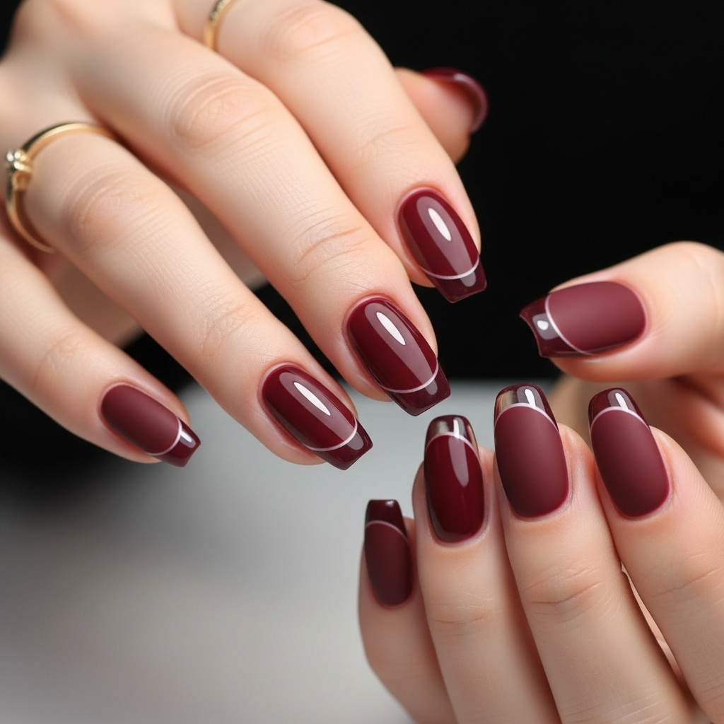 Matte Burgundy with Glossy Tips