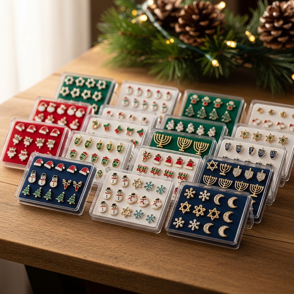 Multi-packs of holiday-themed studs for variety