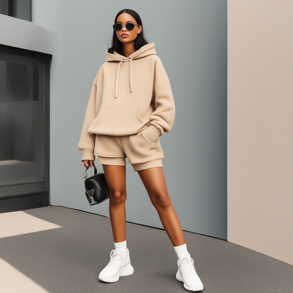 Oversized Hoodie + Biker Shorts Combo