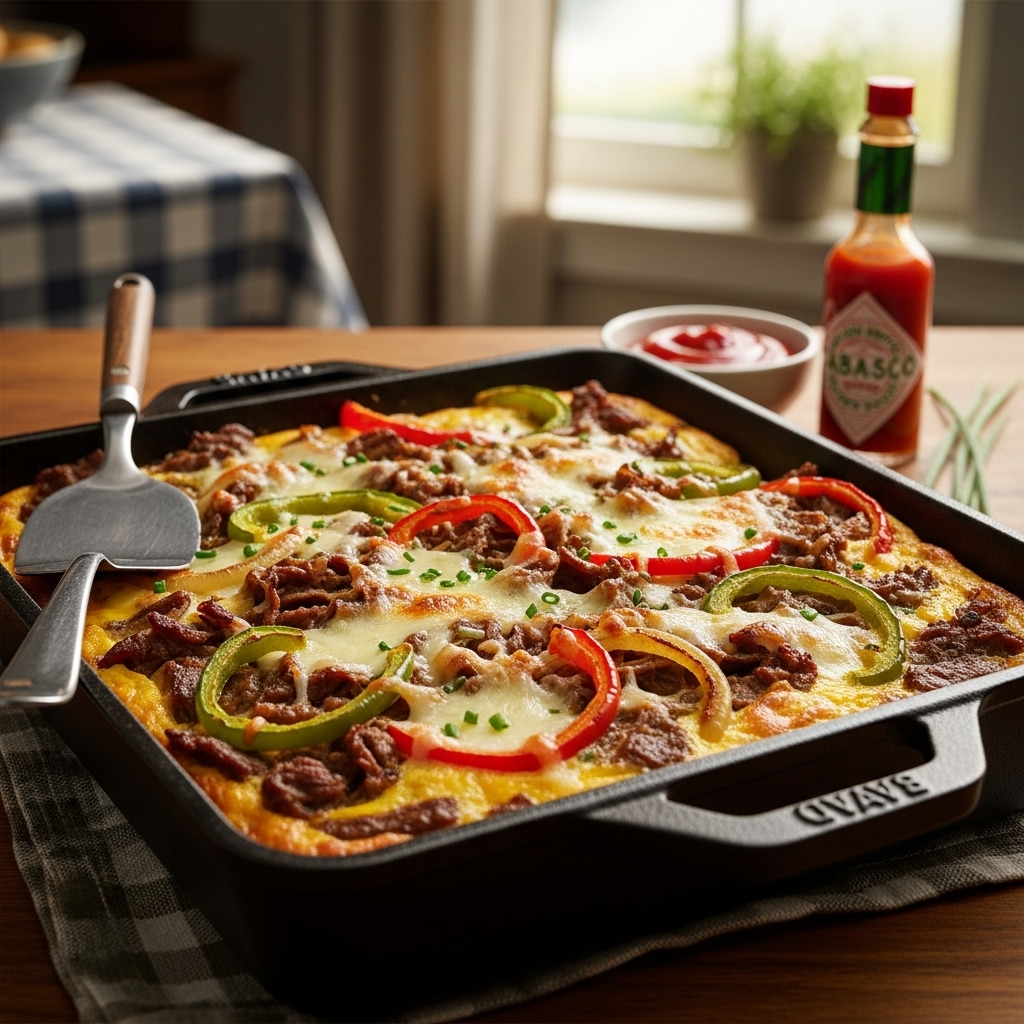 Philly Cheesesteak Breakfast Casserole