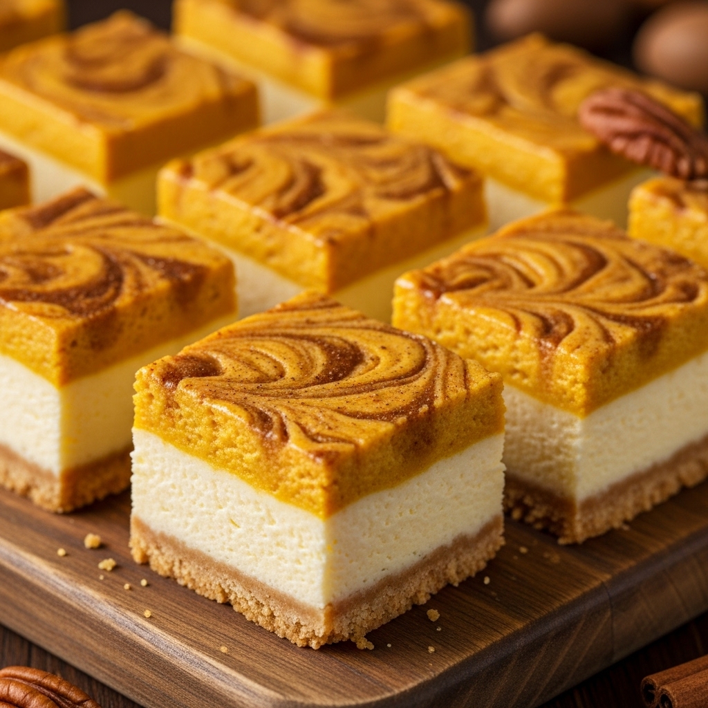 Pumpkin-Swirl Cheesecake Bars