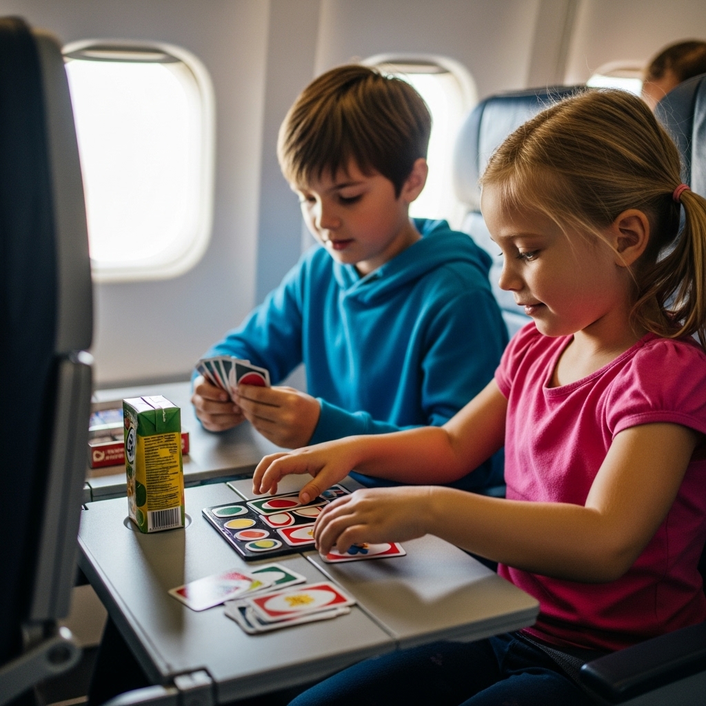Quiet Card Games
Compact card games like “Uno” or memory match work well on plane trays and keep kids entertained.
