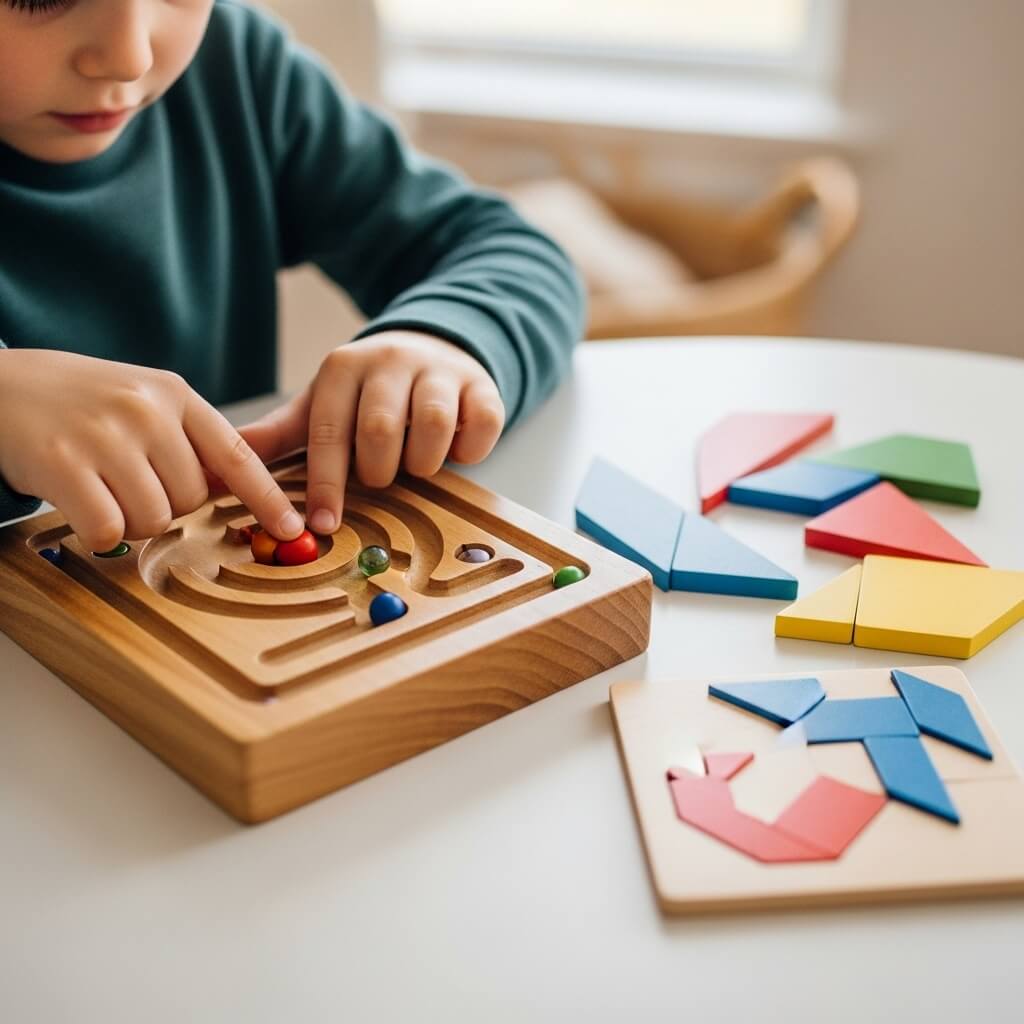 Quiet Sensory Maze or Shape Tangrams
