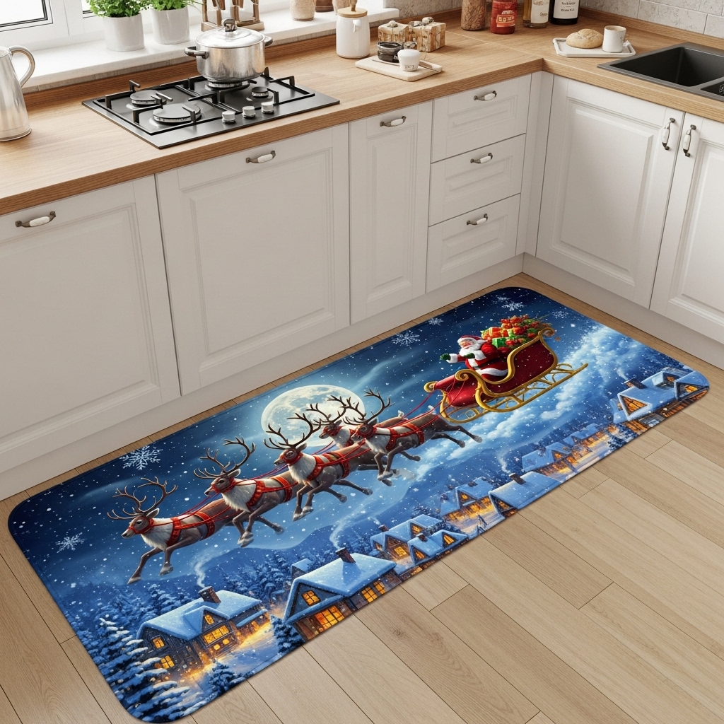 Santa and Reindeer Print