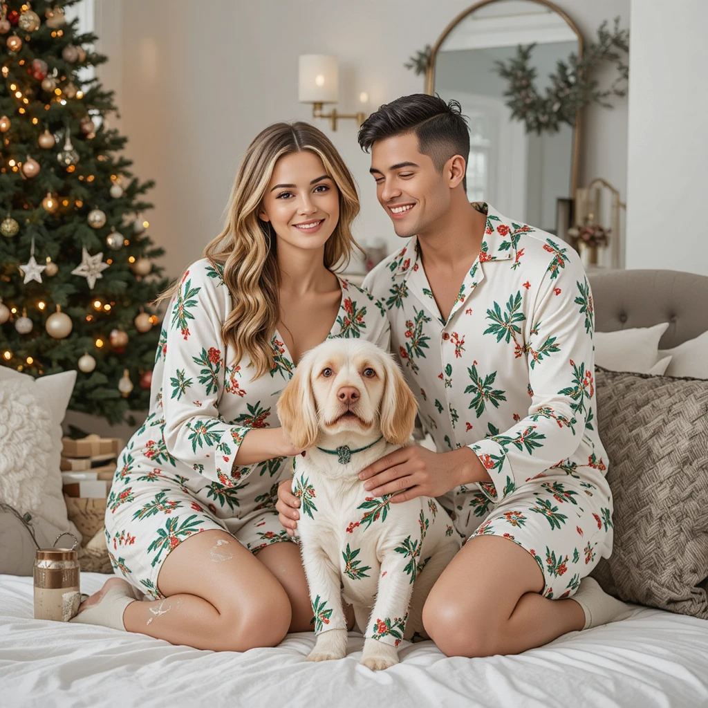 Satin Pajama Christmas Morning Set