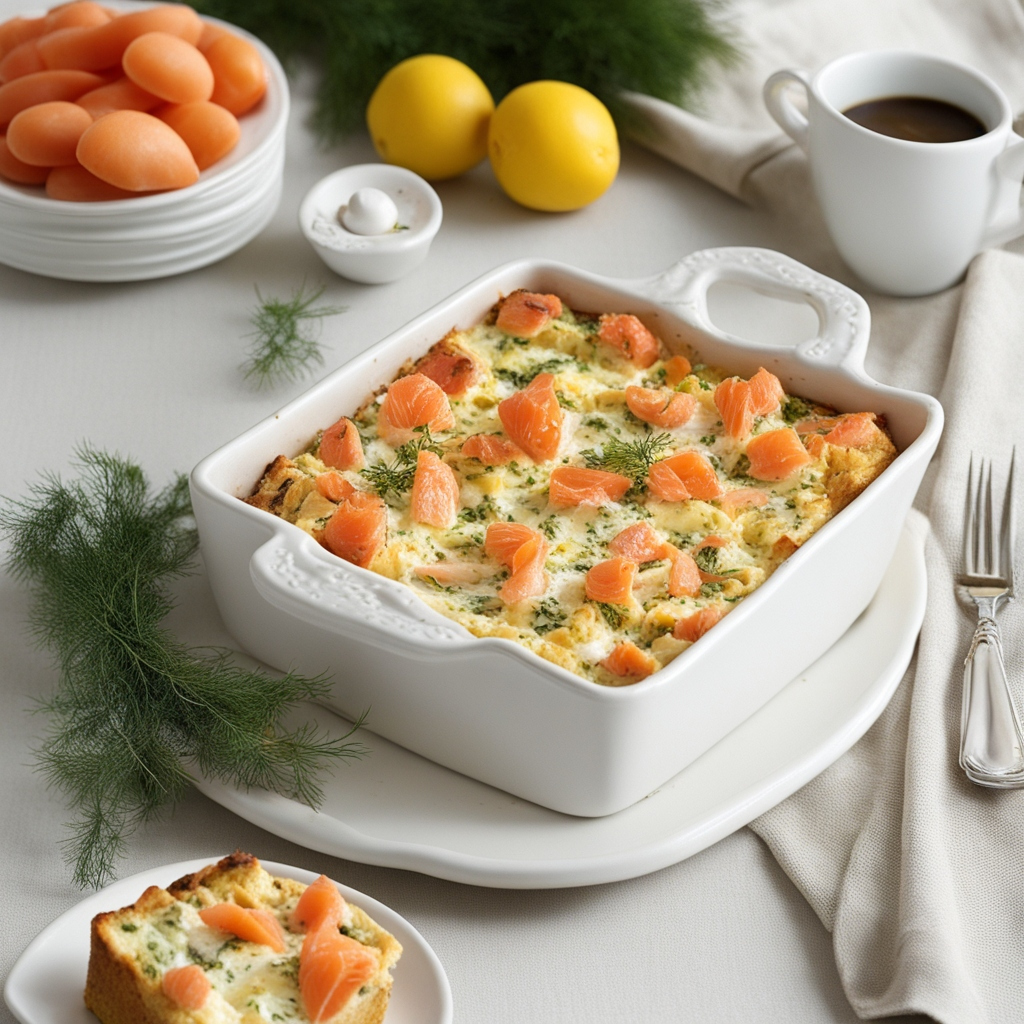 Smoked Salmon and Dill Breakfast Strata