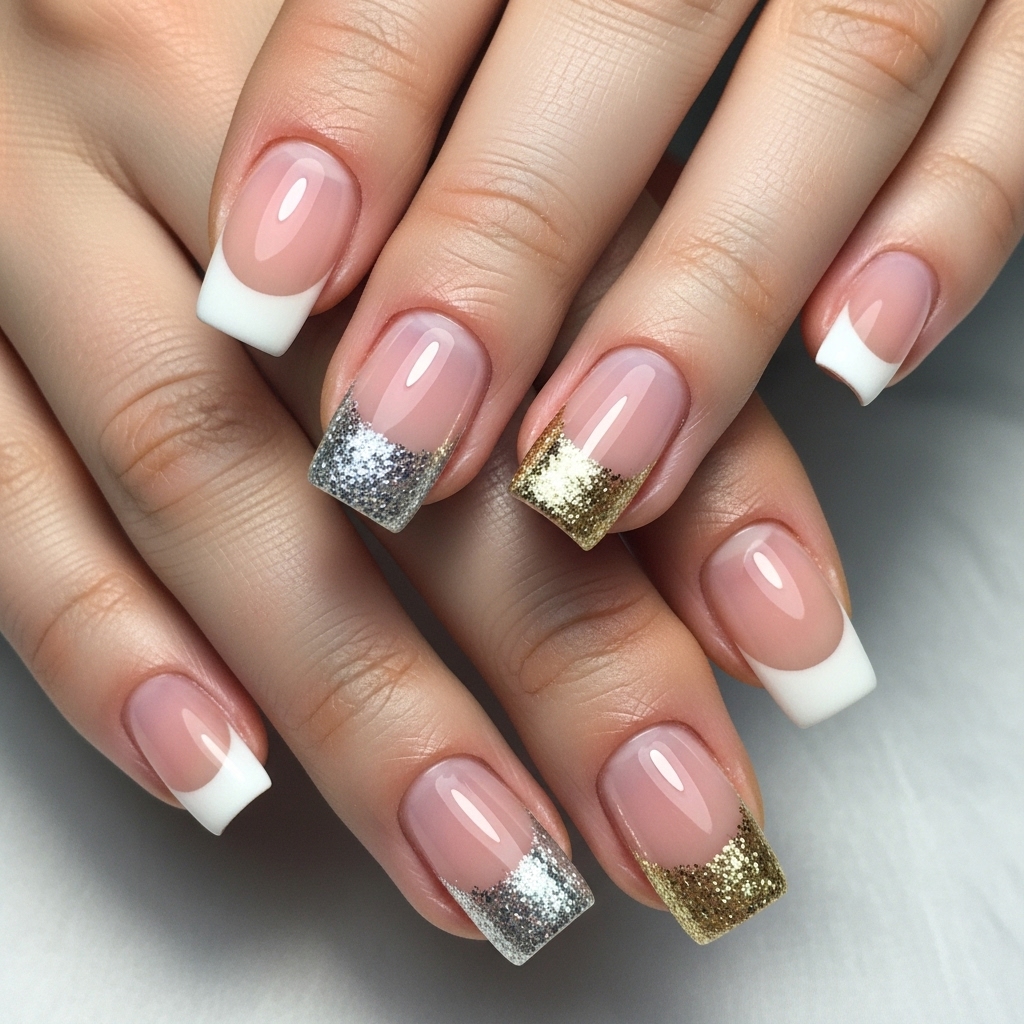 Subtle Glitter French Tips