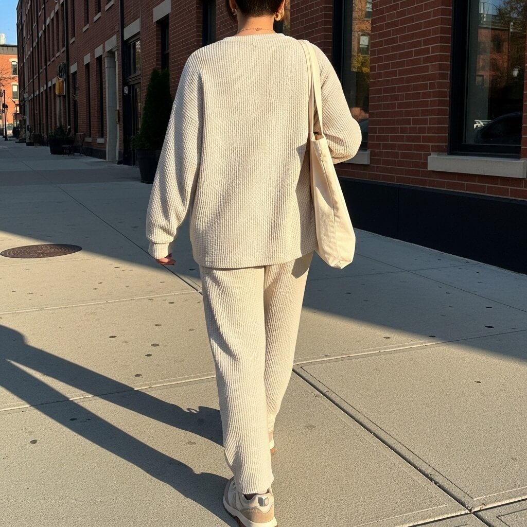 Waffle-Knit Matching Set