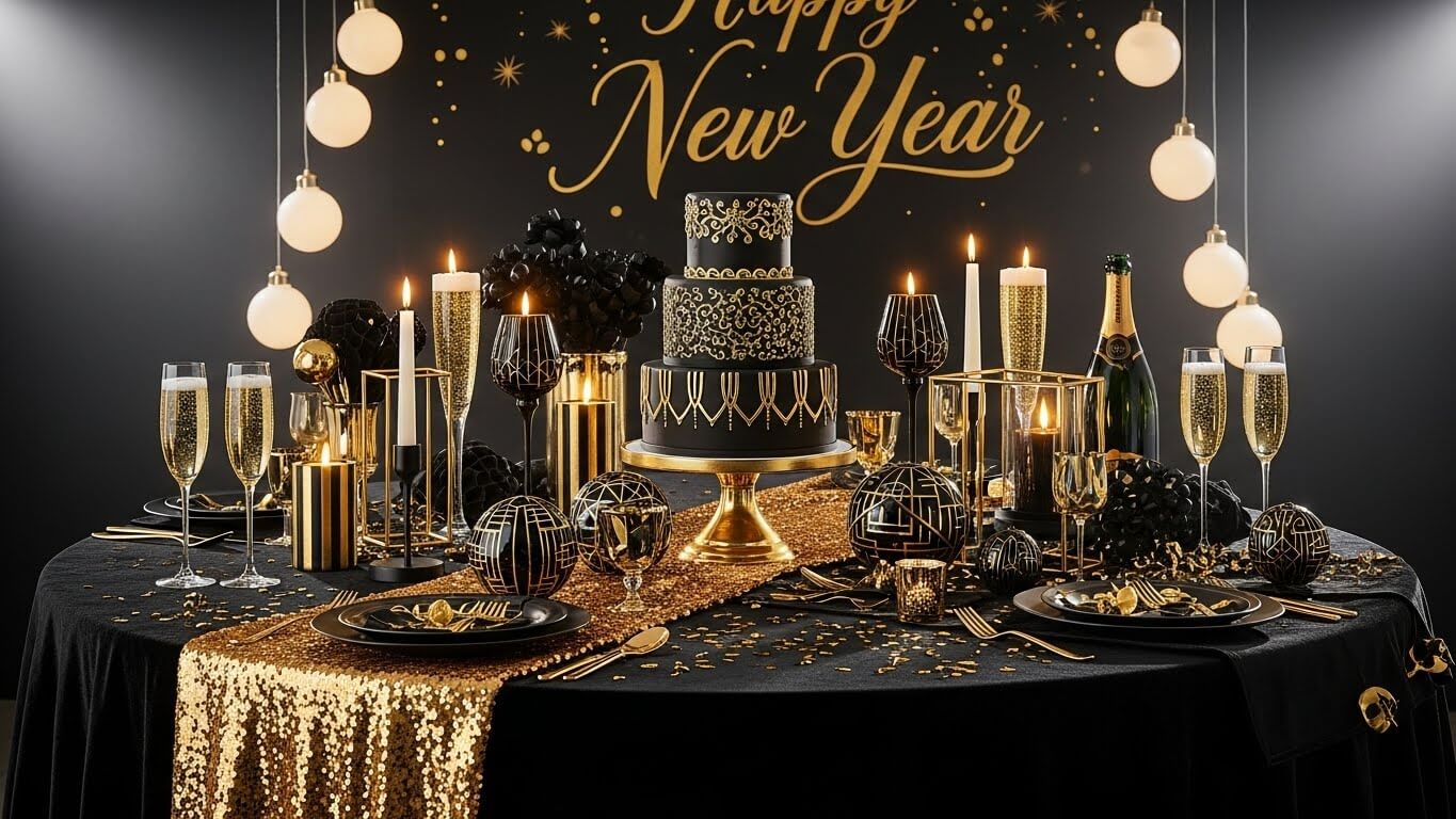 Black and Gold New Year’s Eve Decoration Ideas for a Luxe Celebration