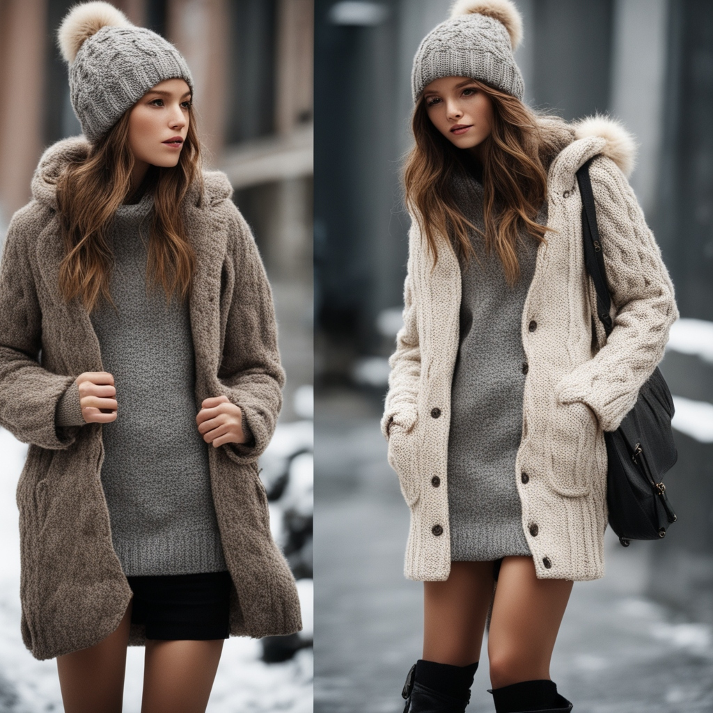 Cable Knit + Sweater Dress + Parka