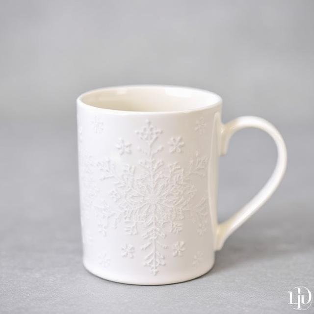 Ceramic Mug with Frosted Snowflake Design