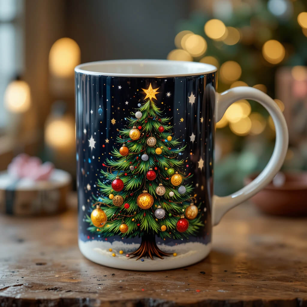 Christmas Tree Hand-Painted Mug